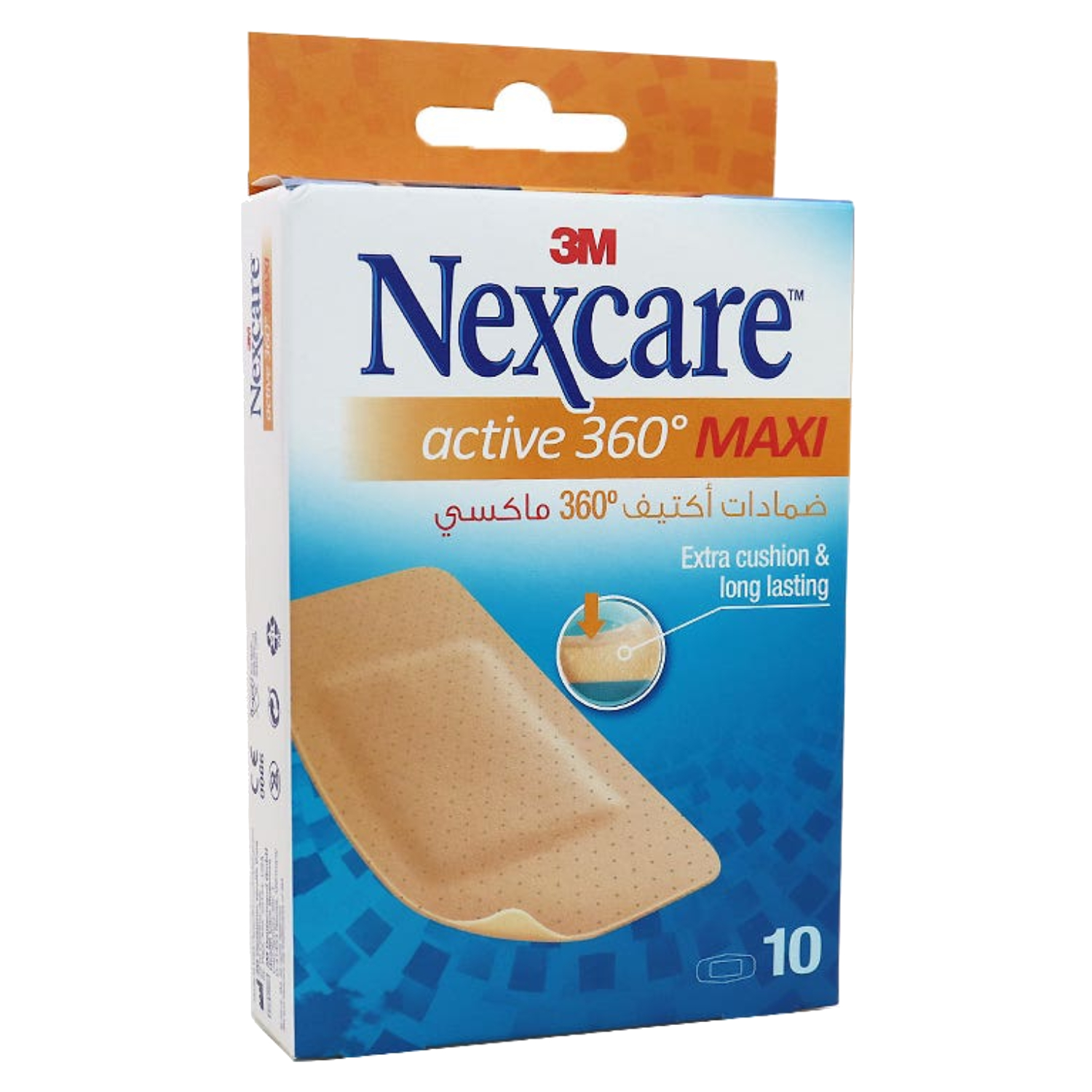 3M Nexcare Active 360° Maxi Extra Cushion & Long Lasting Plasters, Pack of 10's