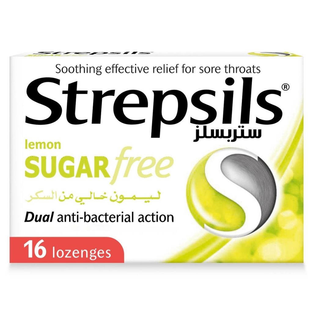 Strepsils Lemon Sugar Free, Soothing Effective Relief for Sore Throats, 16 Lozenges