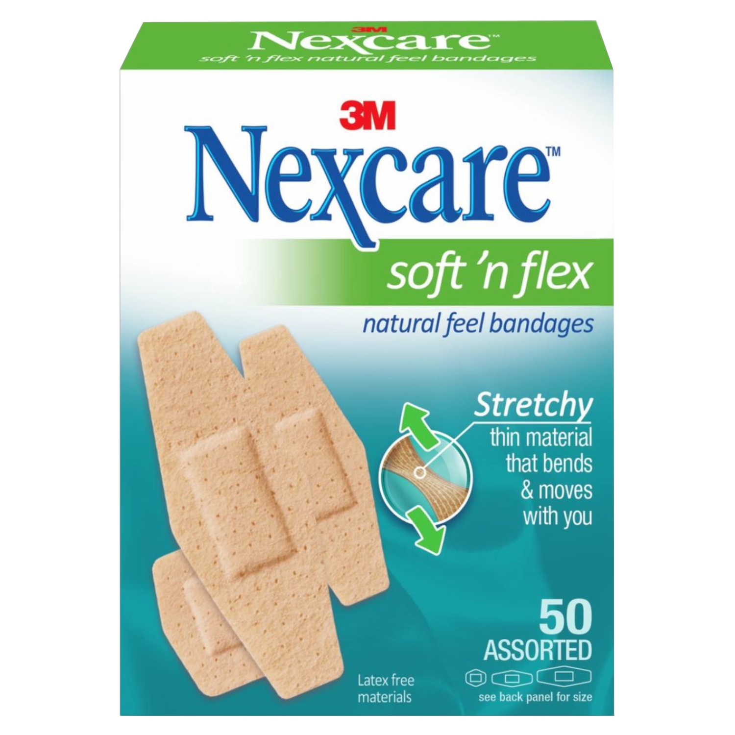 Back Image for 3M Nexcare Soft'N Flex Bandages 50's