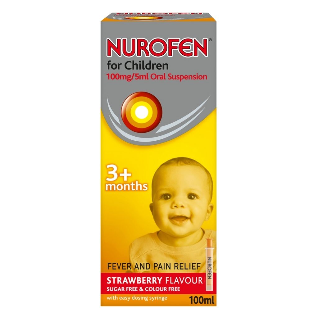 Nurofen Junior Fever & Pain Relief Strawberry, Oral Suspension, 100ml