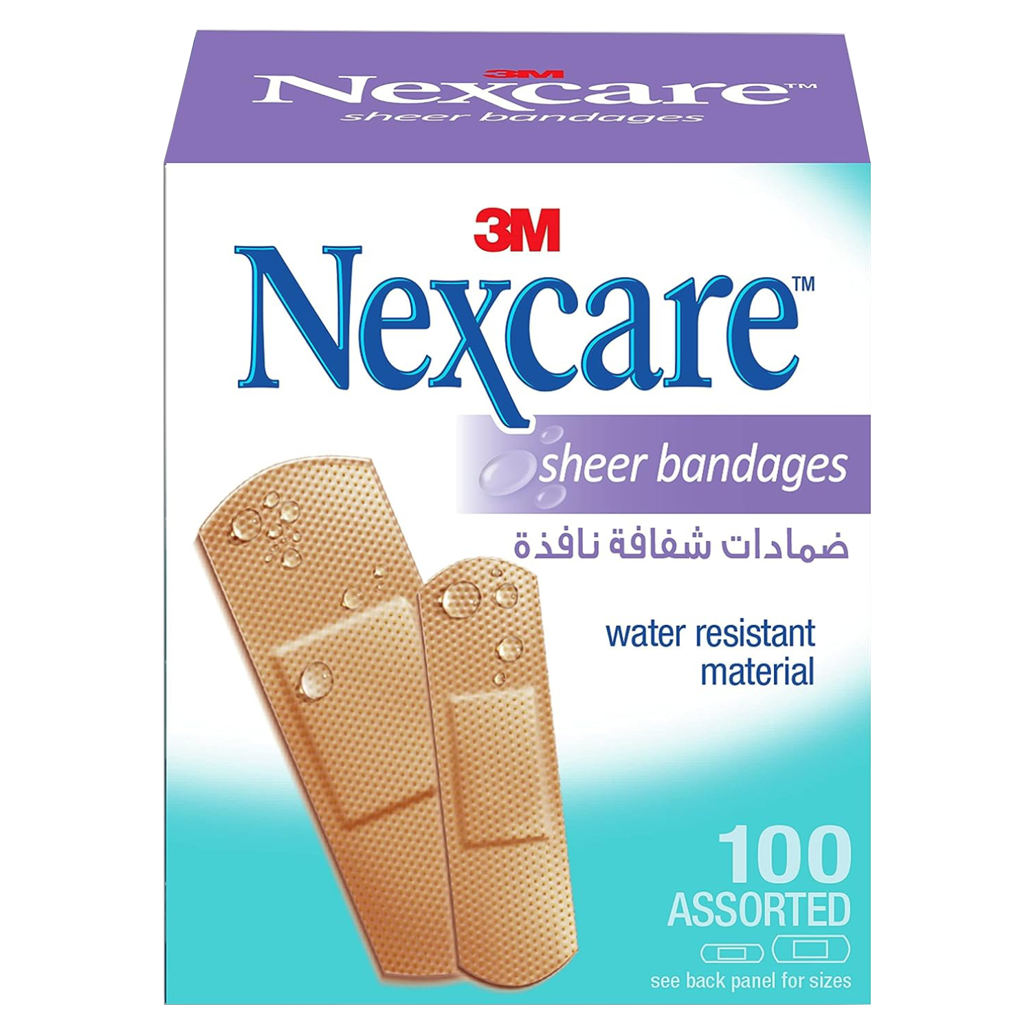 3M Nexcare Water Resistant Sheer Bandages, Pack of 100's
