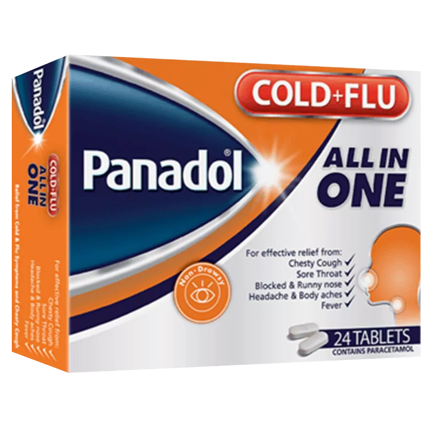 Panadol Cold And Flu All In One Tablets For Cough, Cold & Flu Symptoms, Pack of 24's
