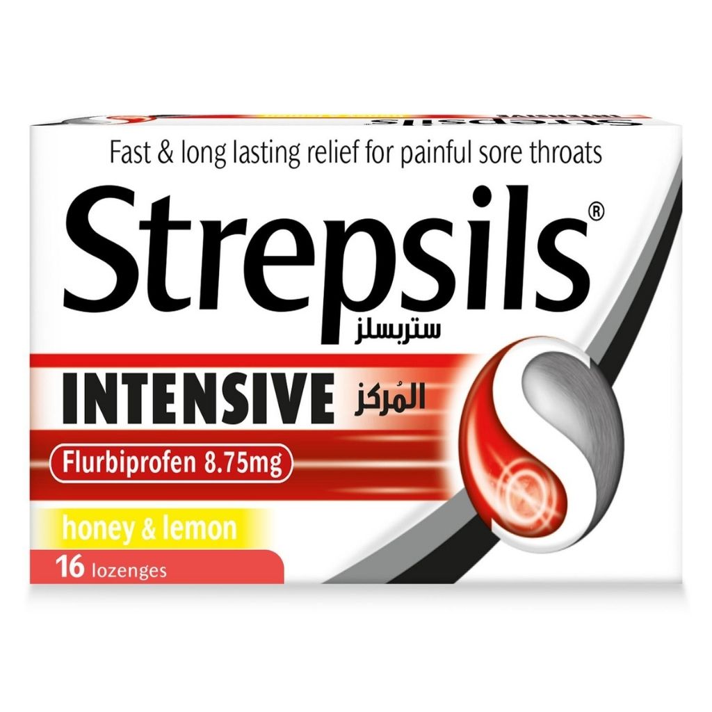 Strepsils Intensive Honey & Lemon, Contains Anti-Inflammatory Flurbiprofen, 16 Lozenges