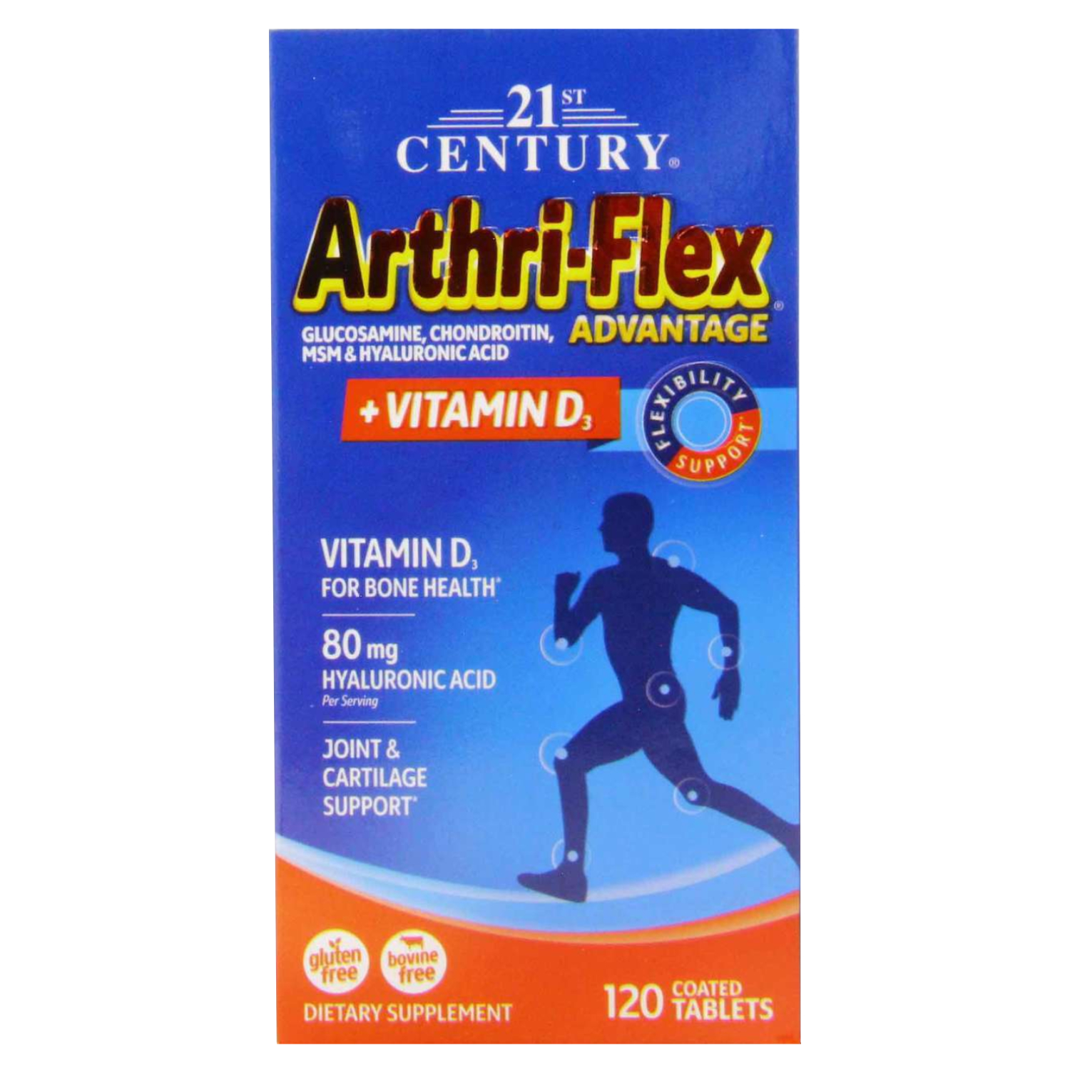 21st Century Arthri-Flex Advantage Tablet, Joint Supplement With MSM, Glucosamine, Chondroitin & Hyaluronic Acid, Pack of 120's