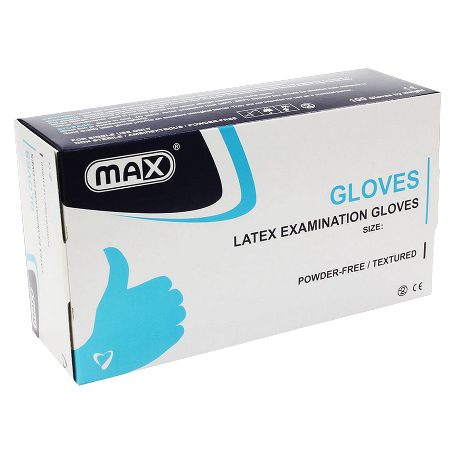 Max Latex Examination Powder-Free Gloves Medium 100's