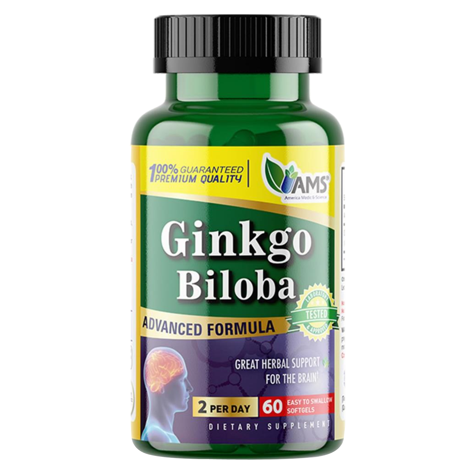 AMS Ginkgo Biloba 60mg Softgels, Pack of 60's