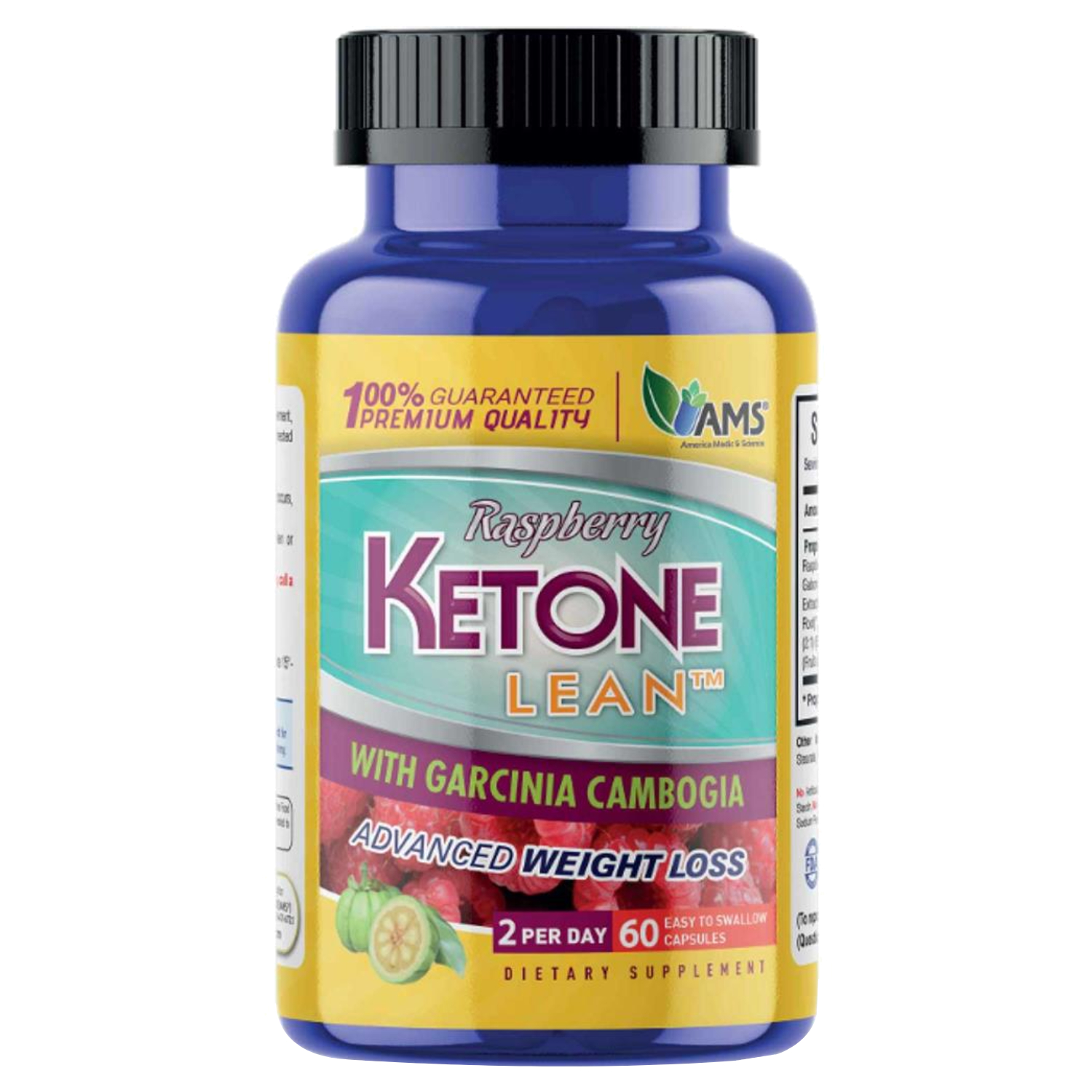 AMS Raspberry Ketone Lean Capsules, Garcinia Cambogia Weight Loss Supplement, Pack of 60's