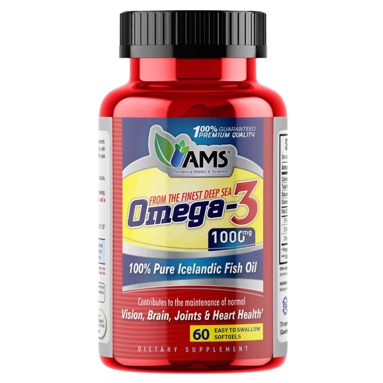AMS Omega 3 Supplement 1000mg Softgels, Pack of 60's