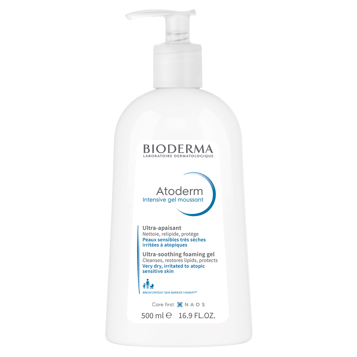 Bioderma Atoderm Intensive Gel Moussant, Foaming Gel Cleanser For Dry Skin & Atopic Sensitive Skin 500ml