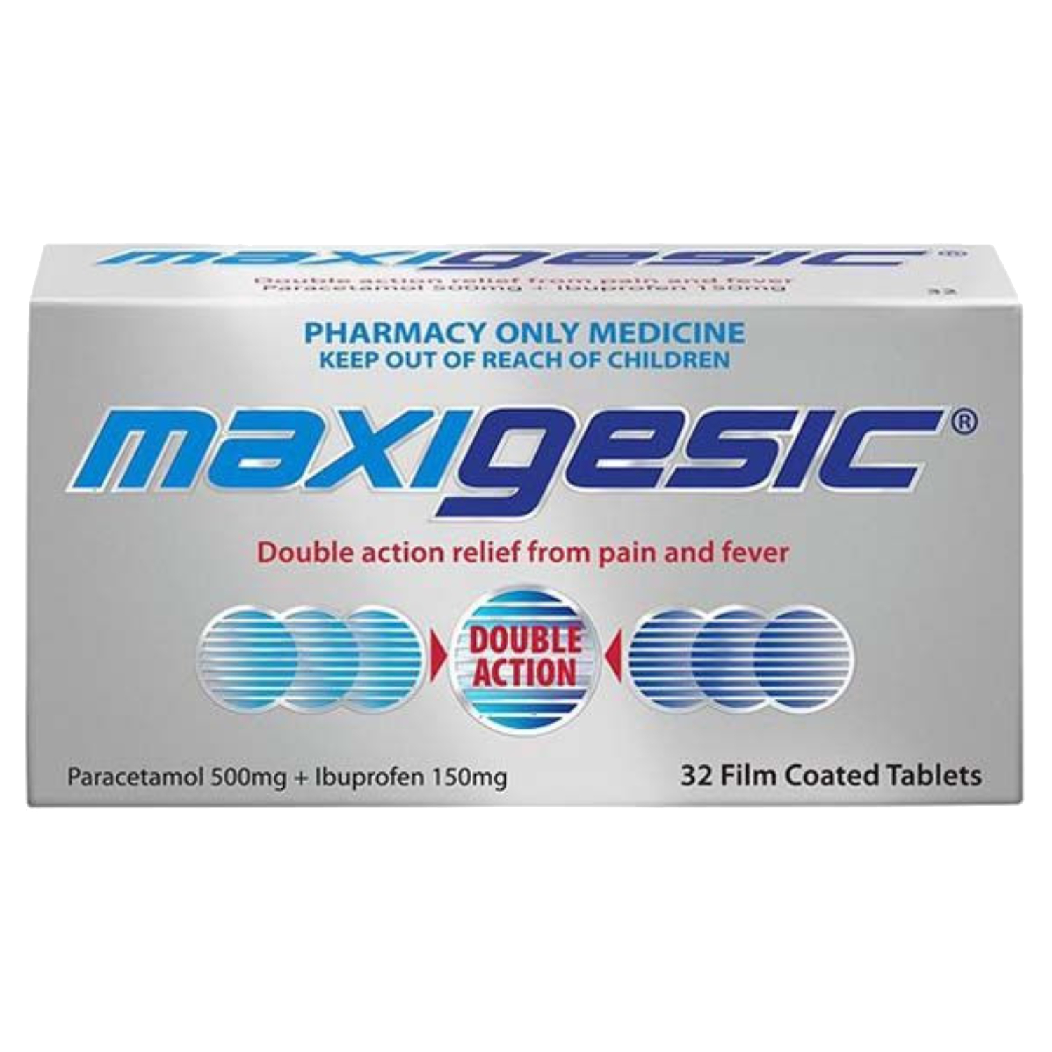 Maxigesic Paracetamol 500mg + Ibuprofen 150mg Tablets, Pack of 32's