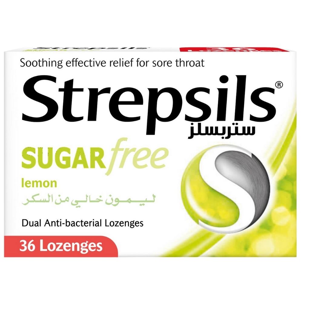 Strepsils Lemon Sugar Free, Soothing Effective Relief for Sore Throats, 36 Lozenges