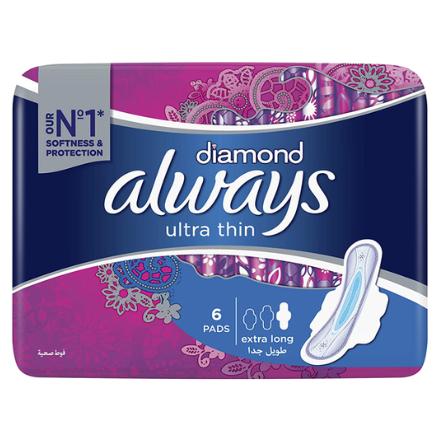 Always Diamond Ultra Thin Extra Long Sanitary Pads 6's