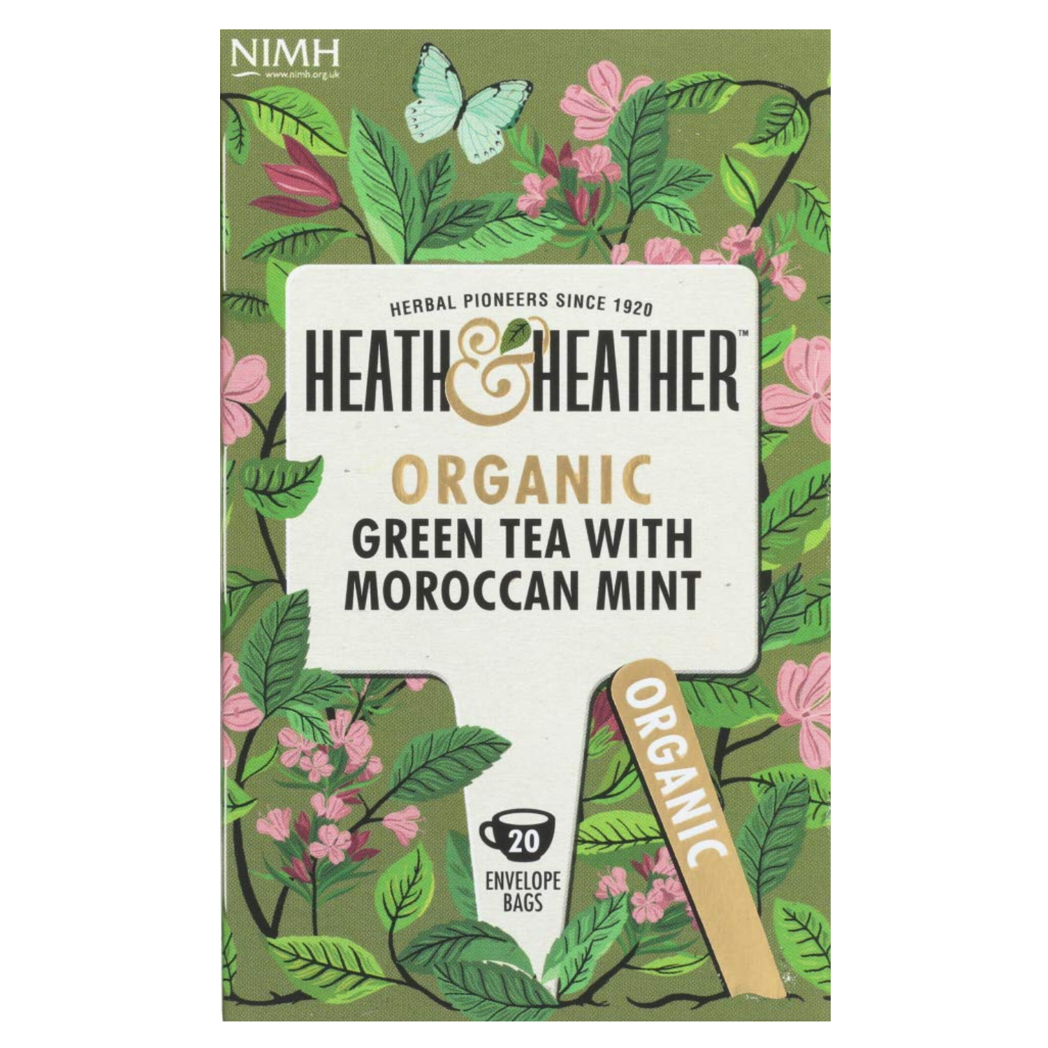 Heath & Heather Organic Green Tea & Moroccan Mint Tea Bags, Pack of 20's