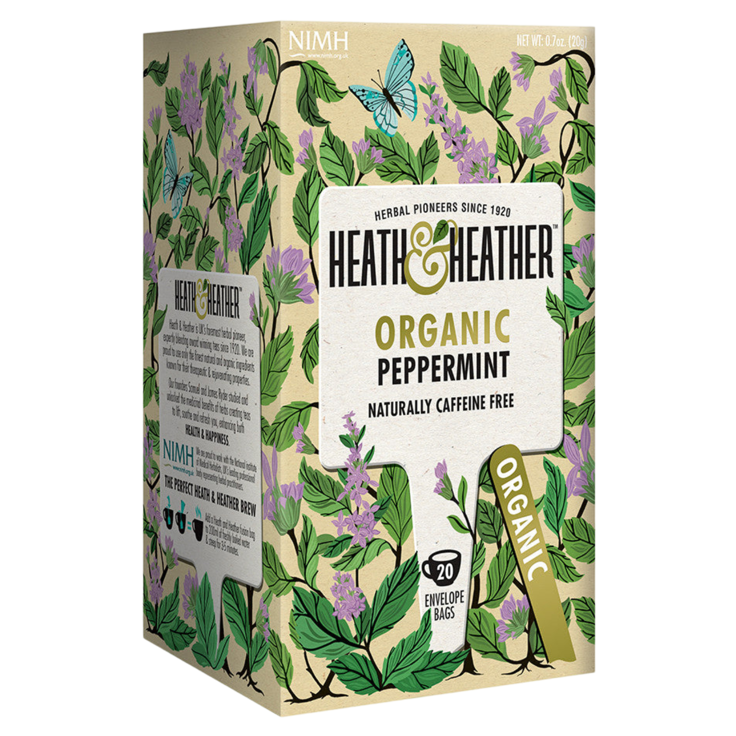 Heath & Heather Organic Peppermint Tea, Pack of 20's