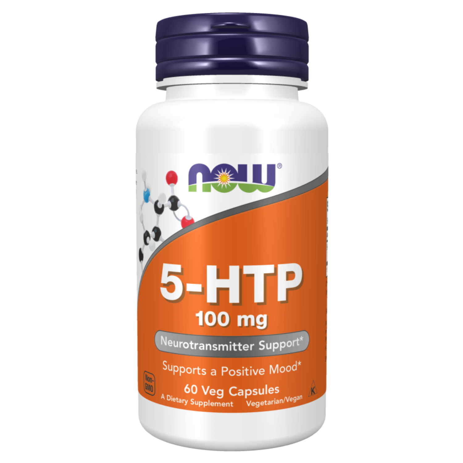 Now 5-HTP 100mg Vegetarian Capsules, Neurotransmitter Supplement For Mood Support, Pack of 60's
