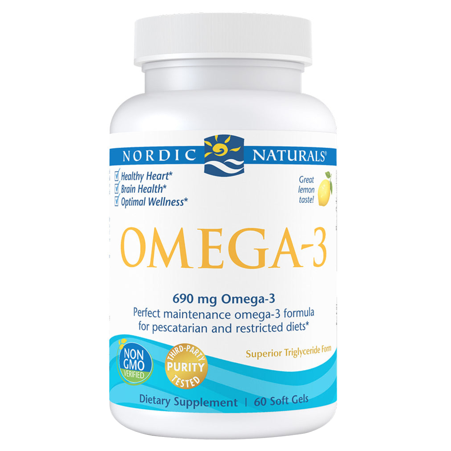 Nordic Naturals 690mg Omega-3 in Fish Gelatin Softgels, Pack of 60's