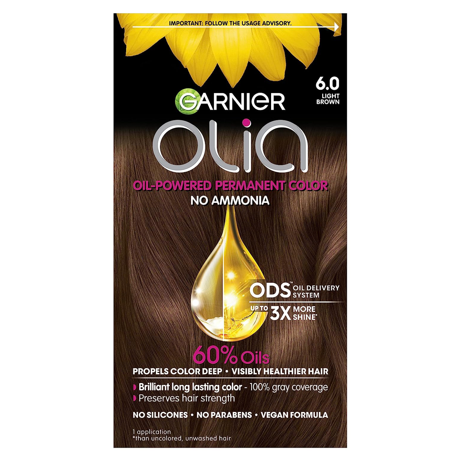 Garnier Olia Permanent Hair Color 6.0 Light Brown 1Kit