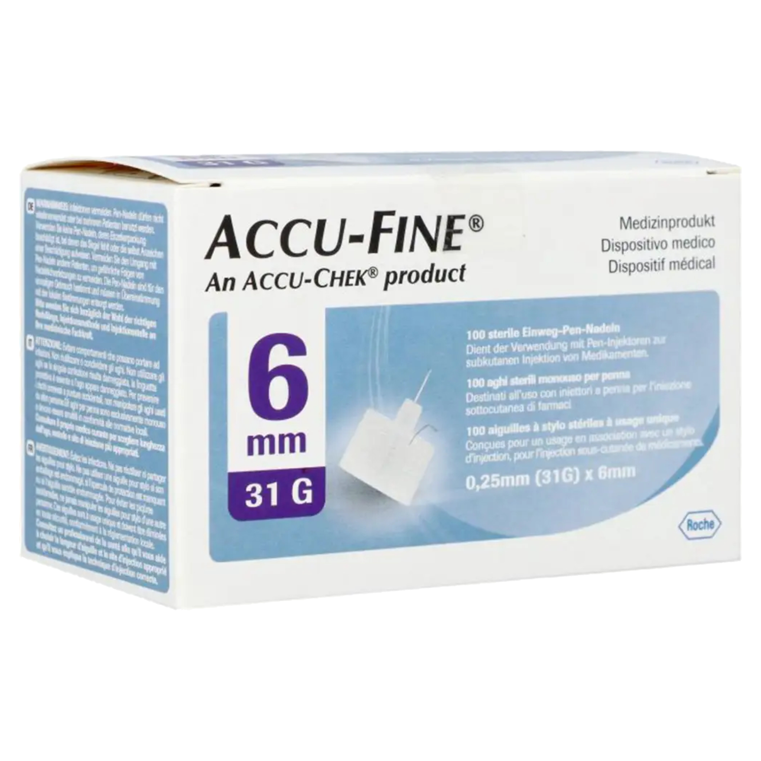Accu-Chek Accu-Fine Single Use Pen Needle 31G x 6mm, Pack of 100's