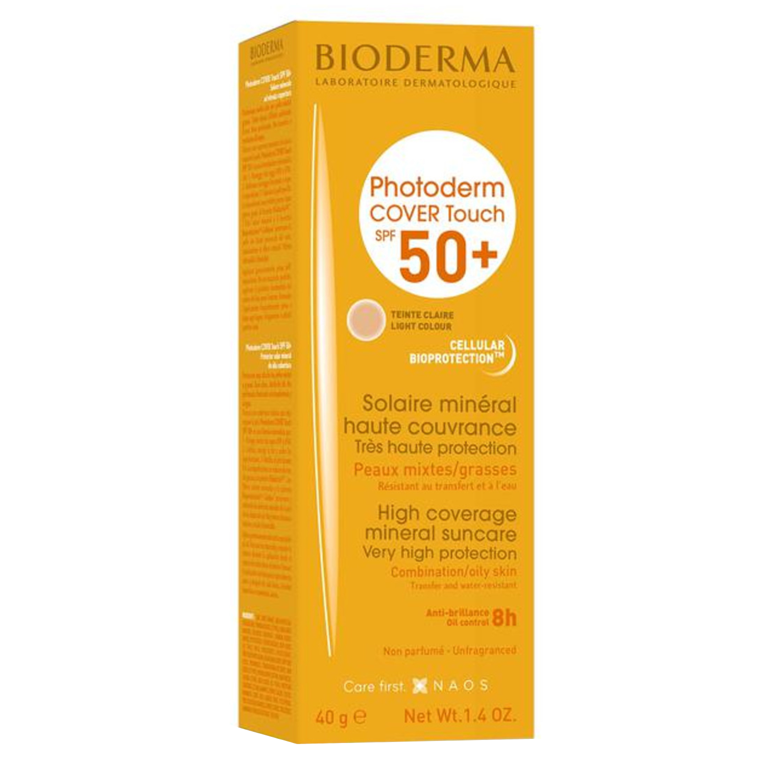 Bioderma Photoderm Cover Touch SPF50+ High Coverage, Light Tinted Mineral Sunscreen 40g