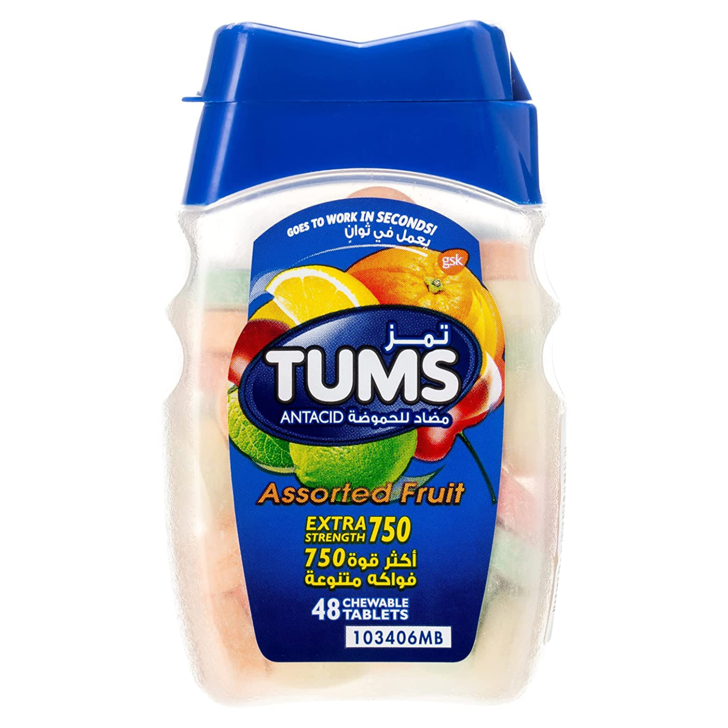 Tums Assorted Fruit Extra Strength 750 Chewable Tablets 48's