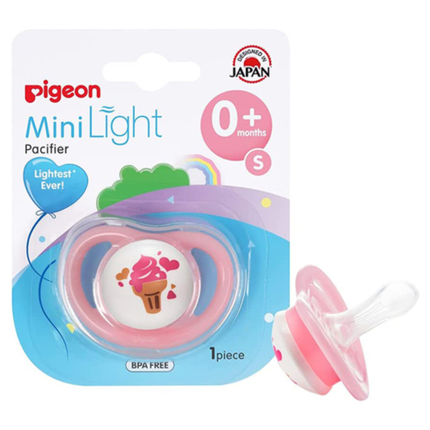 Back Image for Pigeon Mini Light Pacifier 0+ Small Pink Girl