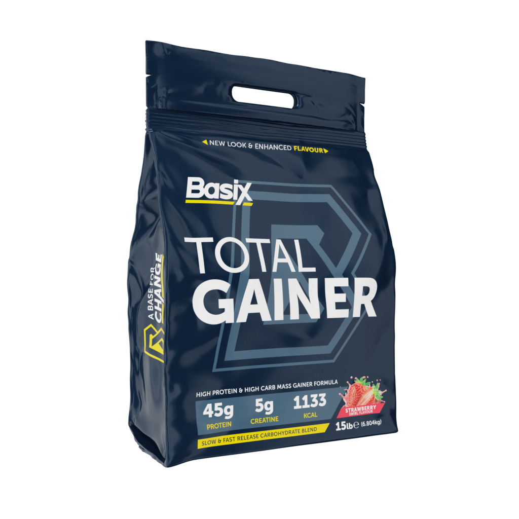 Basix Total Gainer, High Protein Weight Gainer, Strawberry Swirl 15lbs
