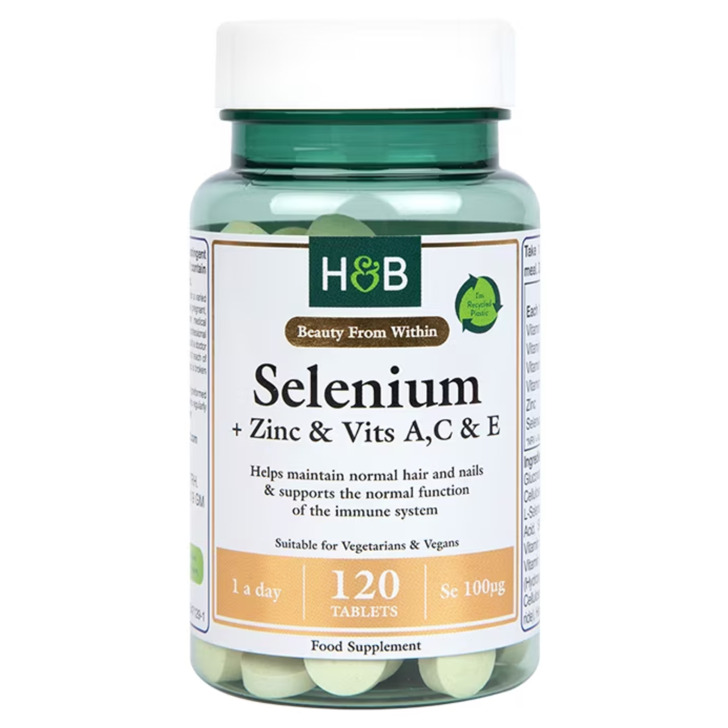 Back Image for Holland & Barrett Selenium + Zinc & Vits A, C & E Tablets 120's