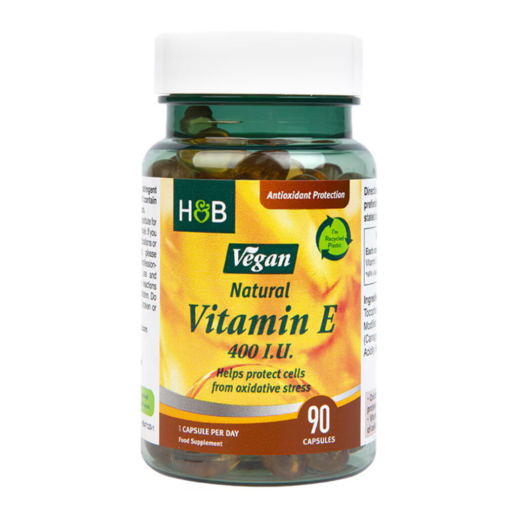 Holland & Barrett Vegan Natural Vitamin E 400 I.U. Capsules For Antioxidant Protection, Pack of 90's