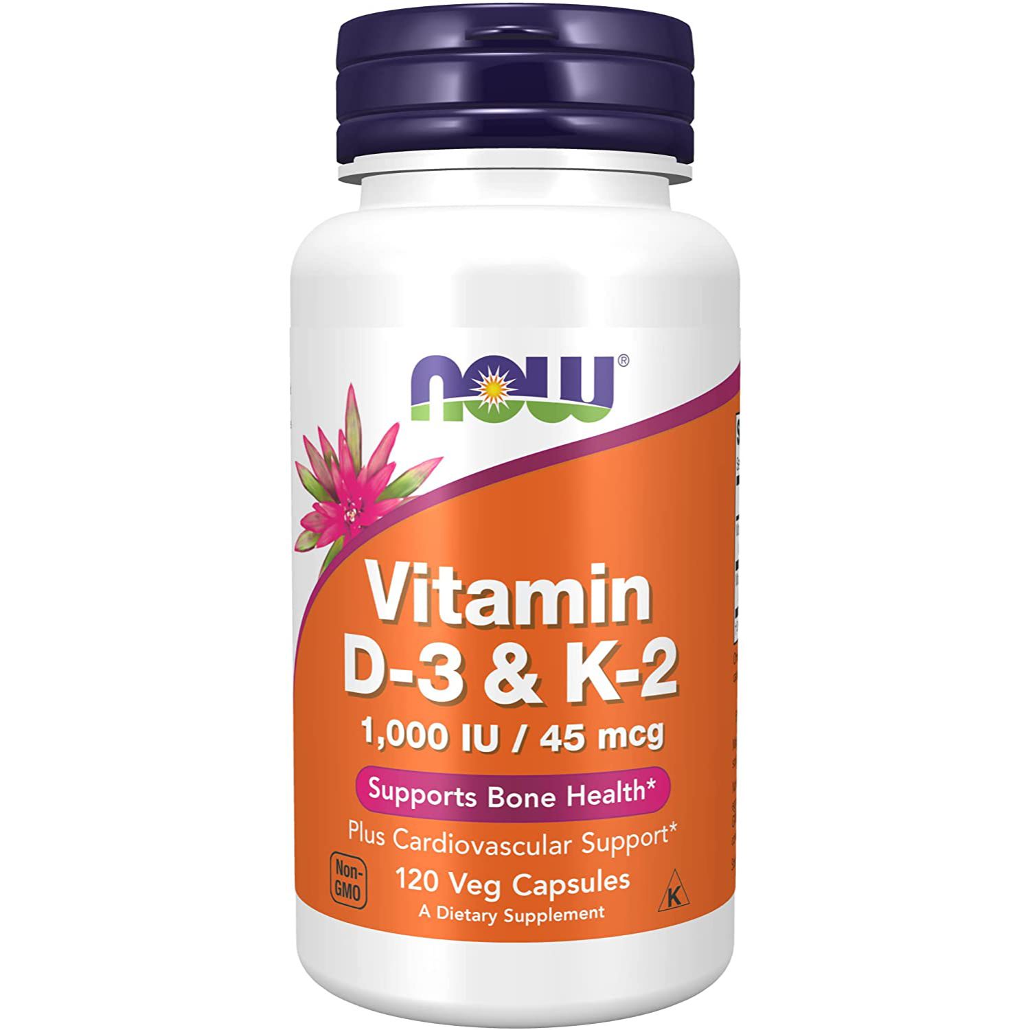 Product Image for Now Foods Vitamin D3 & K2 1000 IU/45mcg Vegetable Capsules 120's