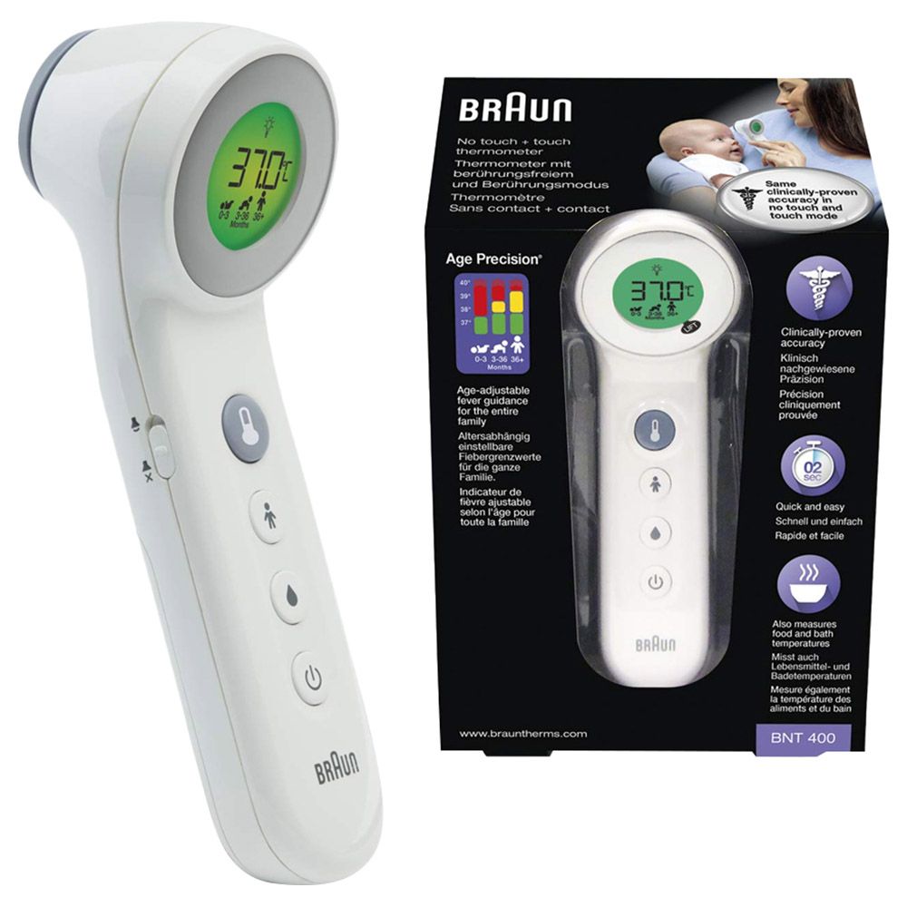 Product Image for Braun BNT400 3-in-1 Forehead No Touch Thermometer