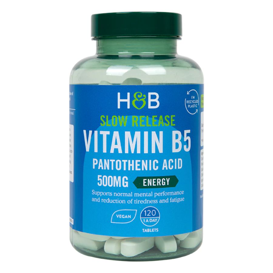 Product Image for Holland & Barrett Slow Release Vitamin B5 + Panthothenic Acid 500mg Tablets 120's