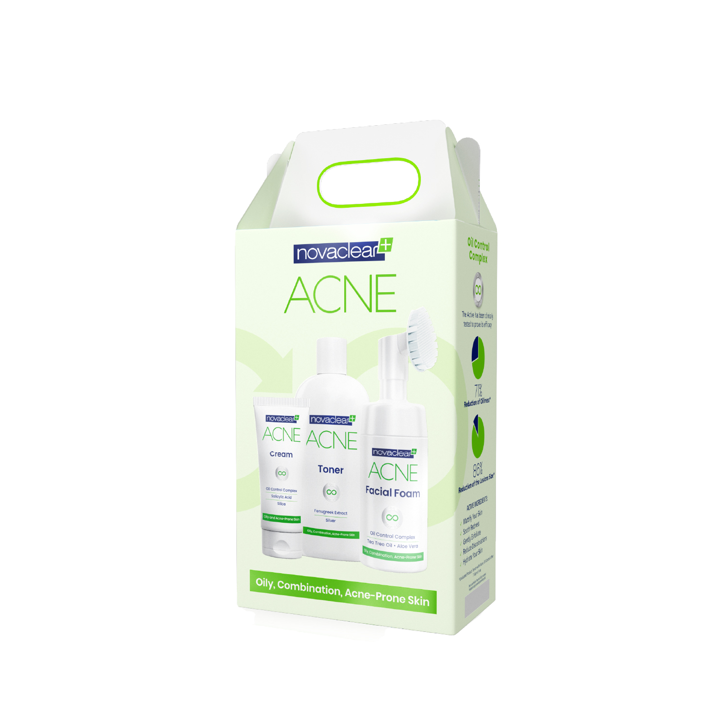 Product Image for Novaclear Acnekit (Facial Foam 100ml,Toner 150ml ,Cream 40ml)