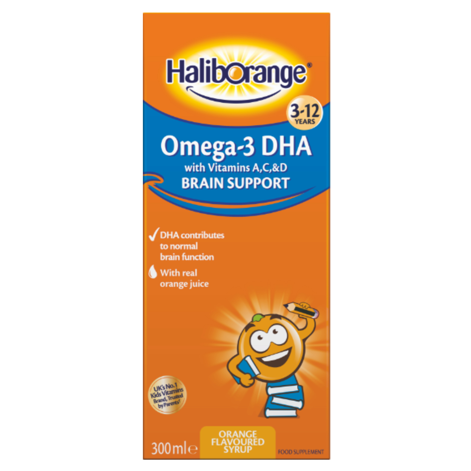 Product Image for Haliborange Omega-3 Dha Brain Support Orange Flavoured Syrup 3-12 Years - 300ml