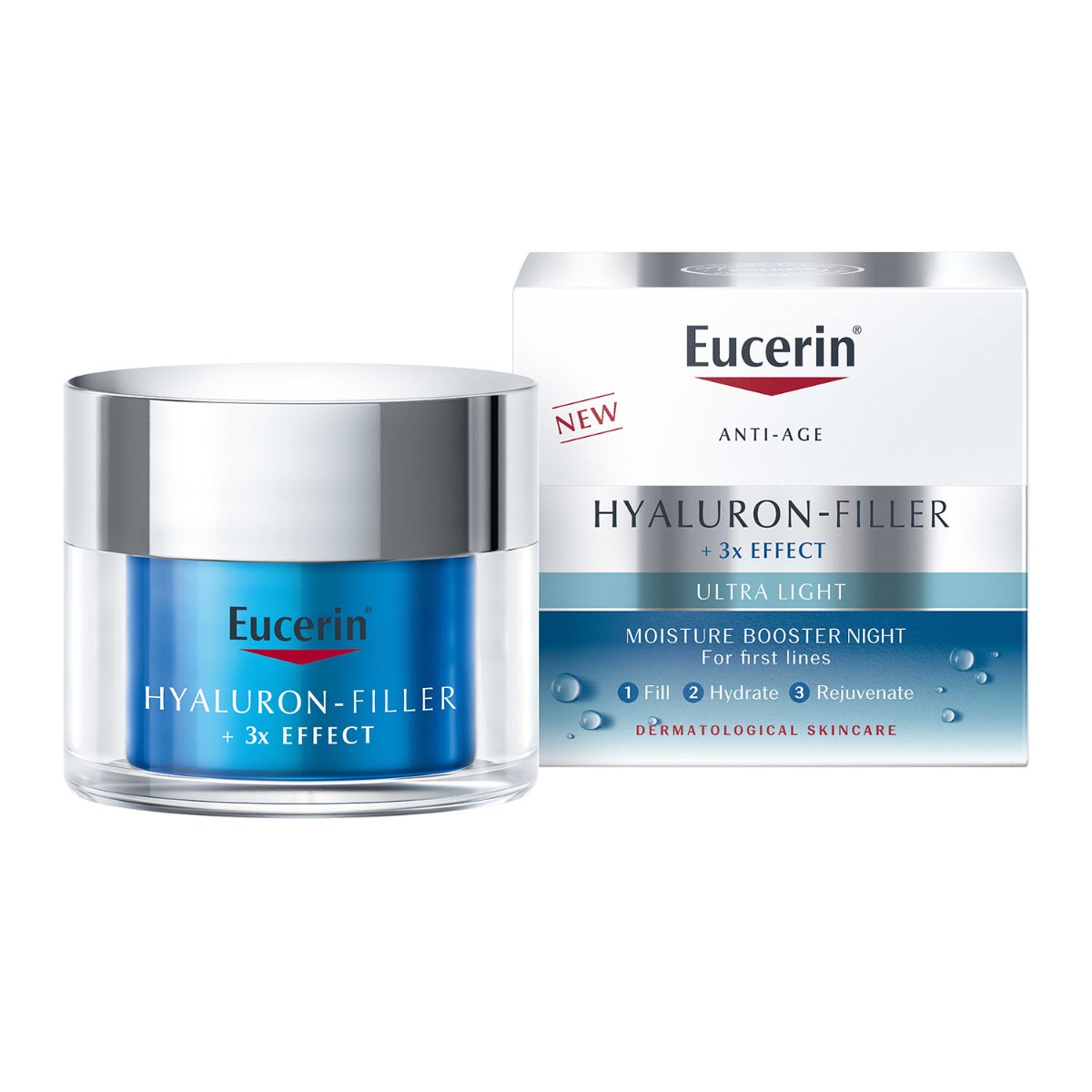 Eucerin Hyaluron-Filler 3x Effect Anti-Aging Night Cream, Moisture Booster For Fine Lines 50ml