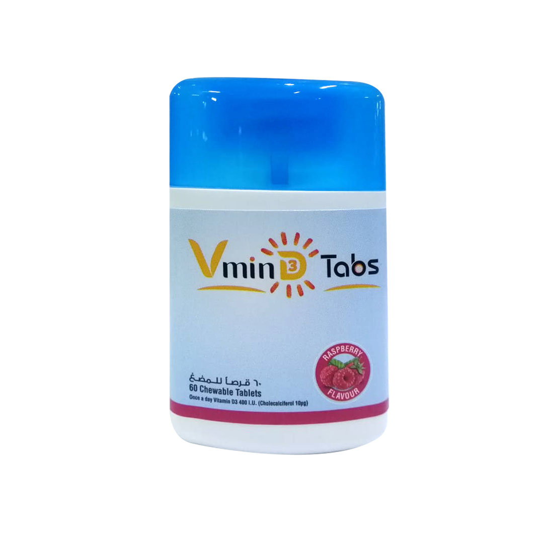 VminD 400IU Vitamin D3 Chewable Tablets, Raspberry Flavour, Pack of 60's