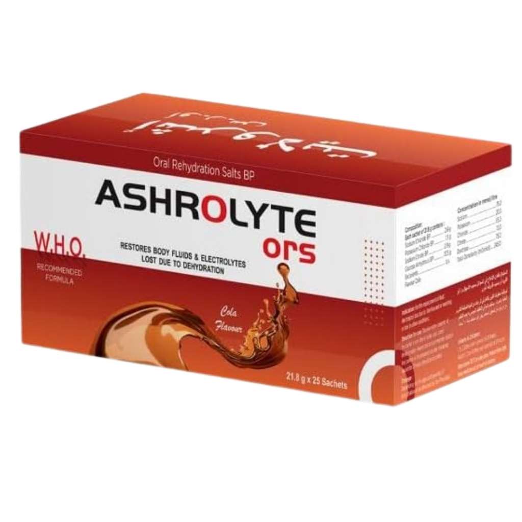 Ashrolyte ORS Sachets, Cola Flavour, Pack of 25's