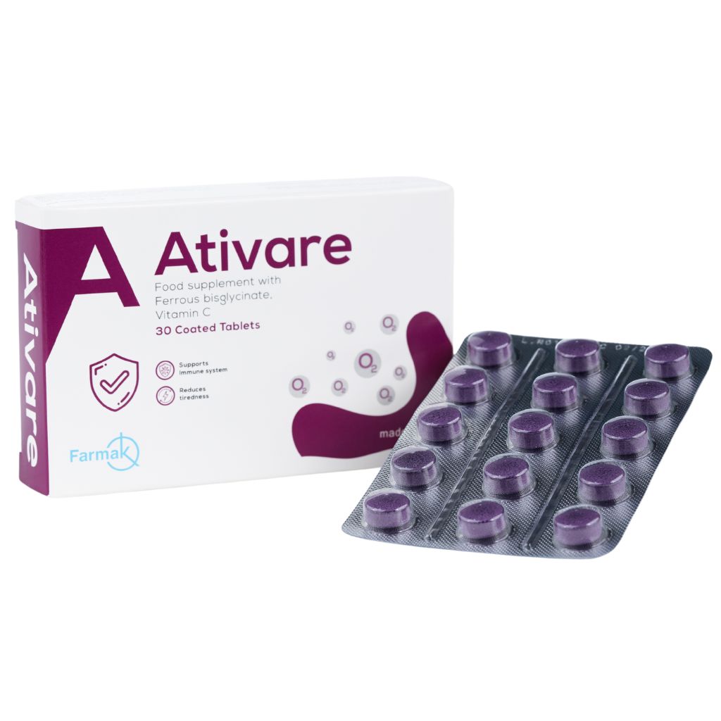 Ativare Iron + Vitamin C Coated Tablets For Energy & Immunity, Pack of 30's