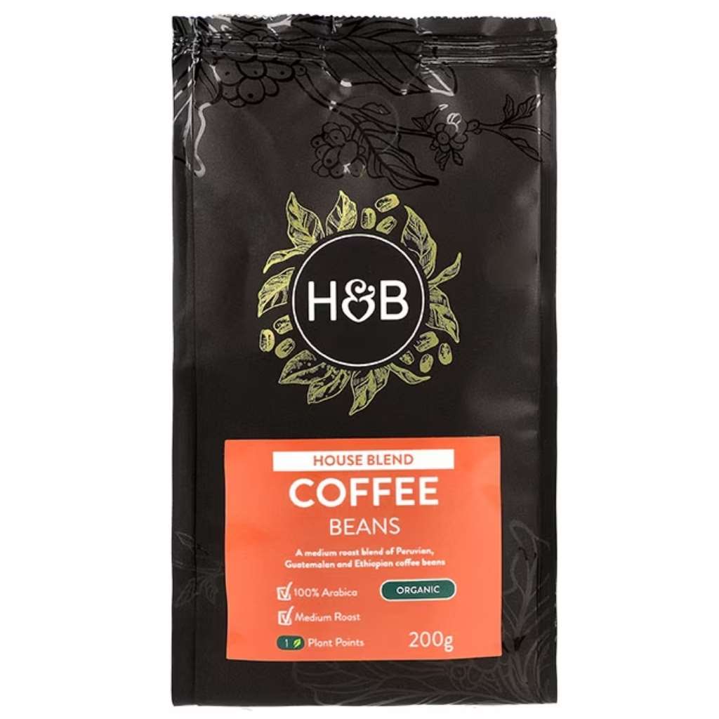 Holland & Barrett House Blend Medium Roast Coffee Beans, Organic Arabica Coffee 200g