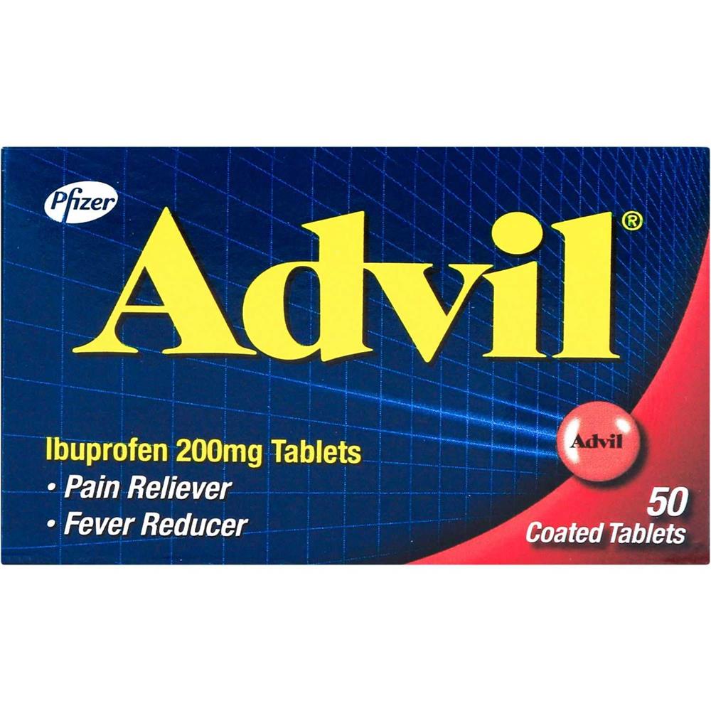 Back Image for Advil Ibuprofen 200mg Pain Reliever/Fever Reducer Coated Tablets 50's