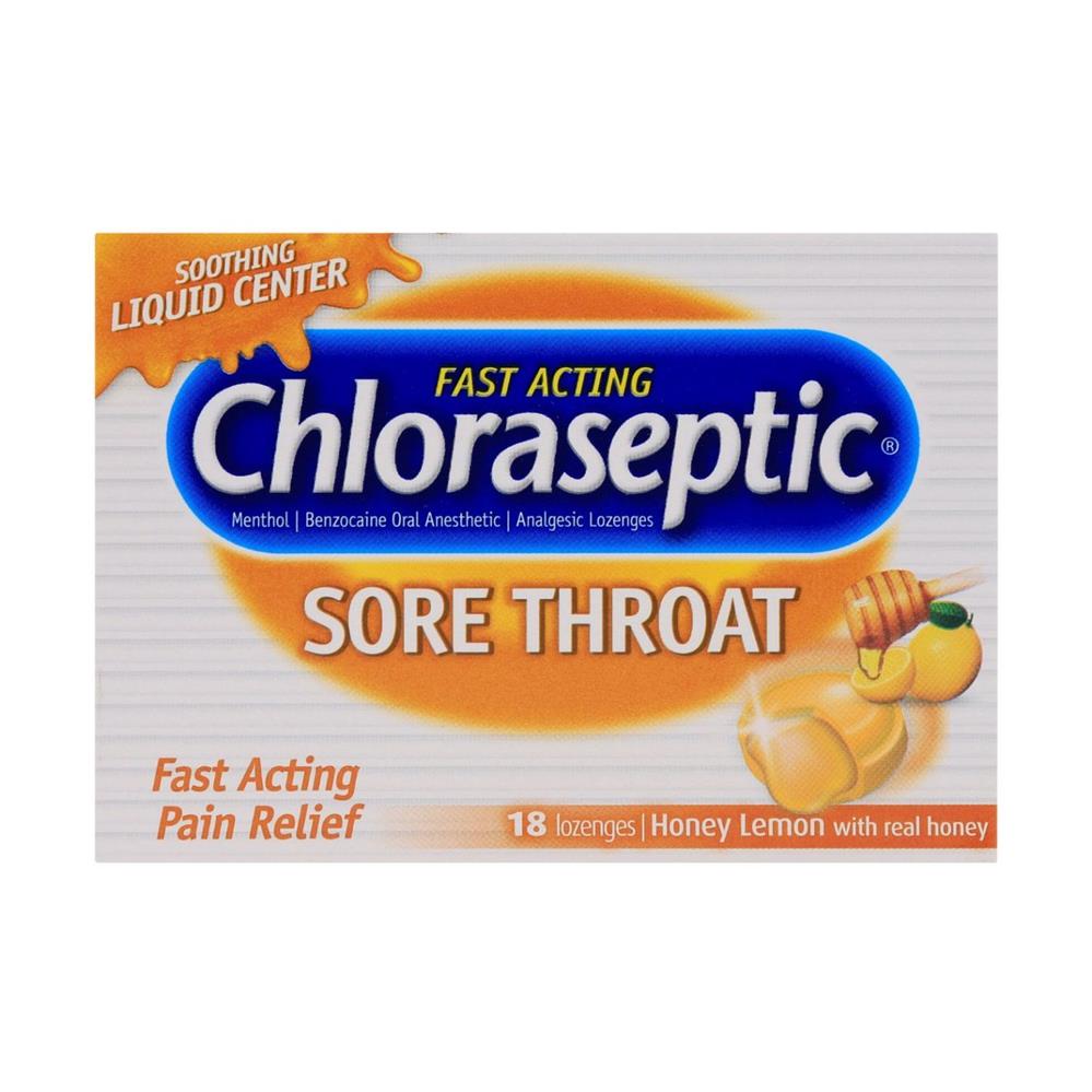 Back Image for Chloraseptic Warming Honey & Lemon Lozenges 18's