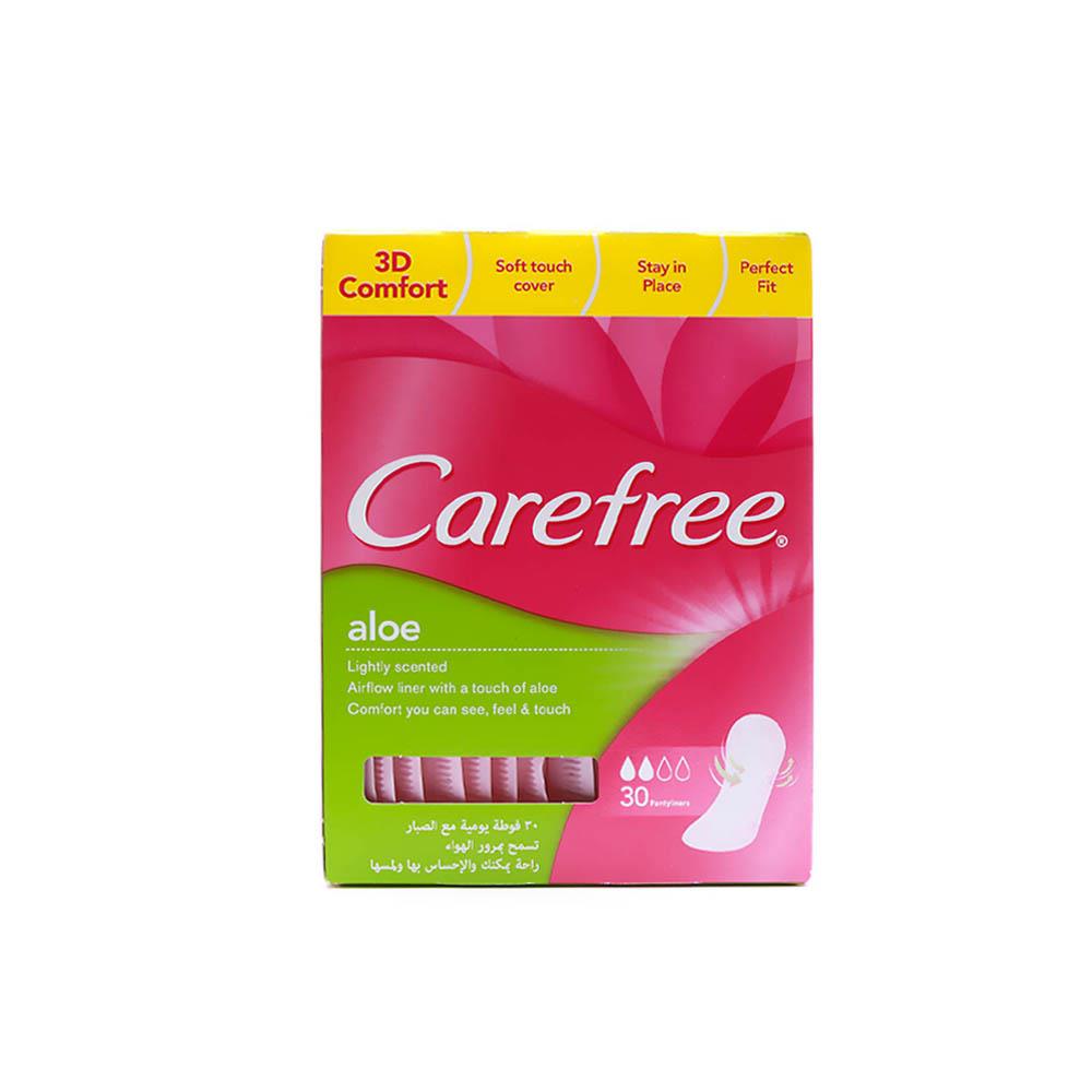 Back Image for Carefree Panty Liners Regular Size Aloe Pack of Individually Folded 30's