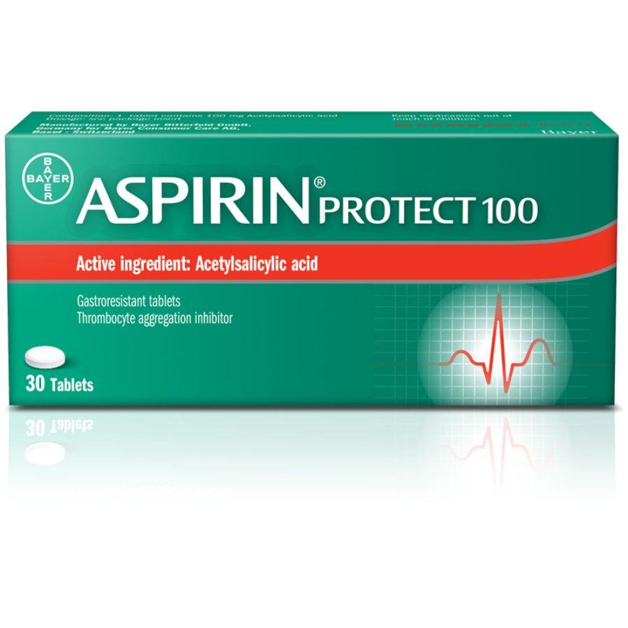 Back Image for Aspirin Protect Tablets with 100 mg Acetylsalicylic Acid to Prevent Heart Attacks, Arterial Clots, Mini-strokes, Tablets 30's