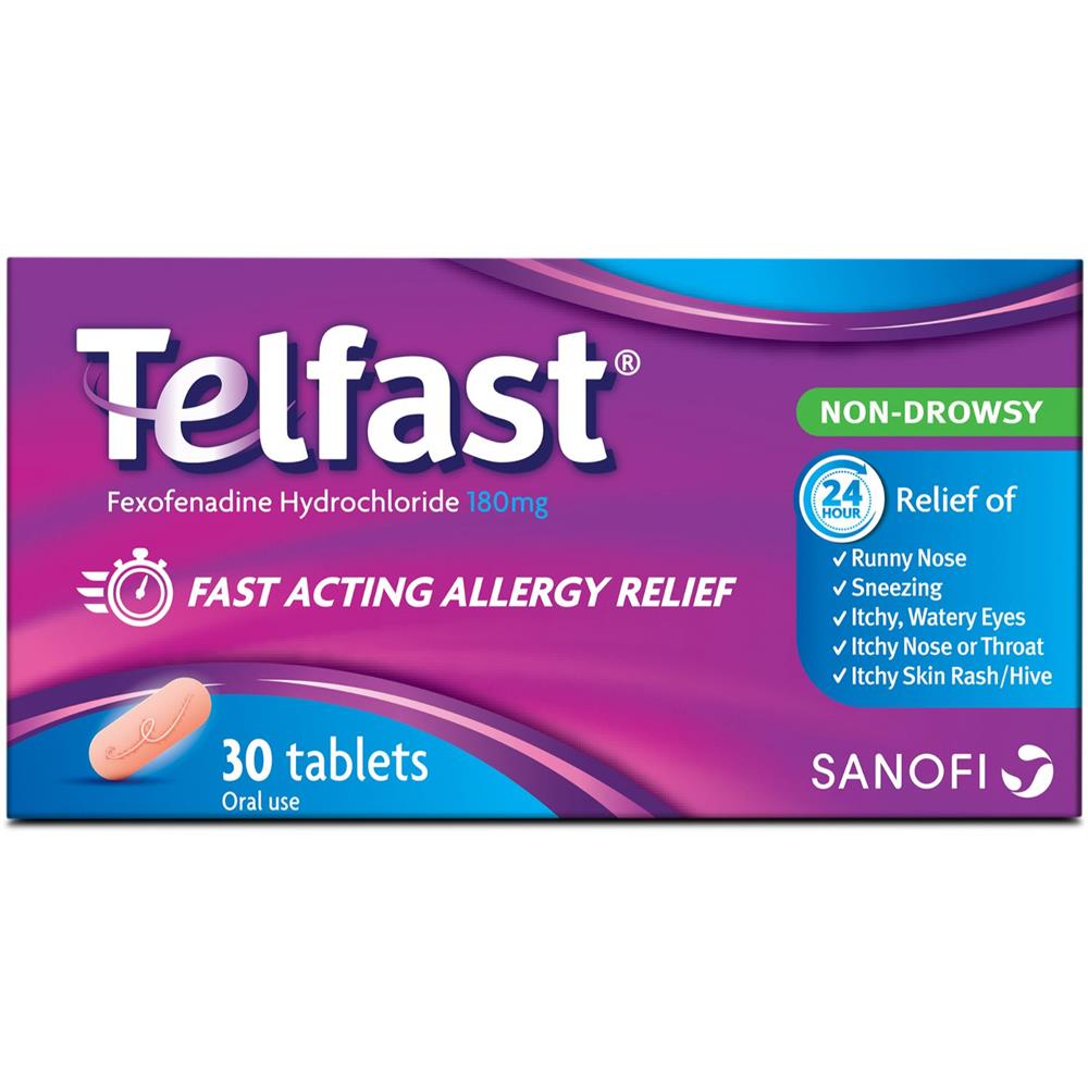 Back Image for Telfast 180mg Anti-Allergy Tablets for Quick Allergy Relief 30's