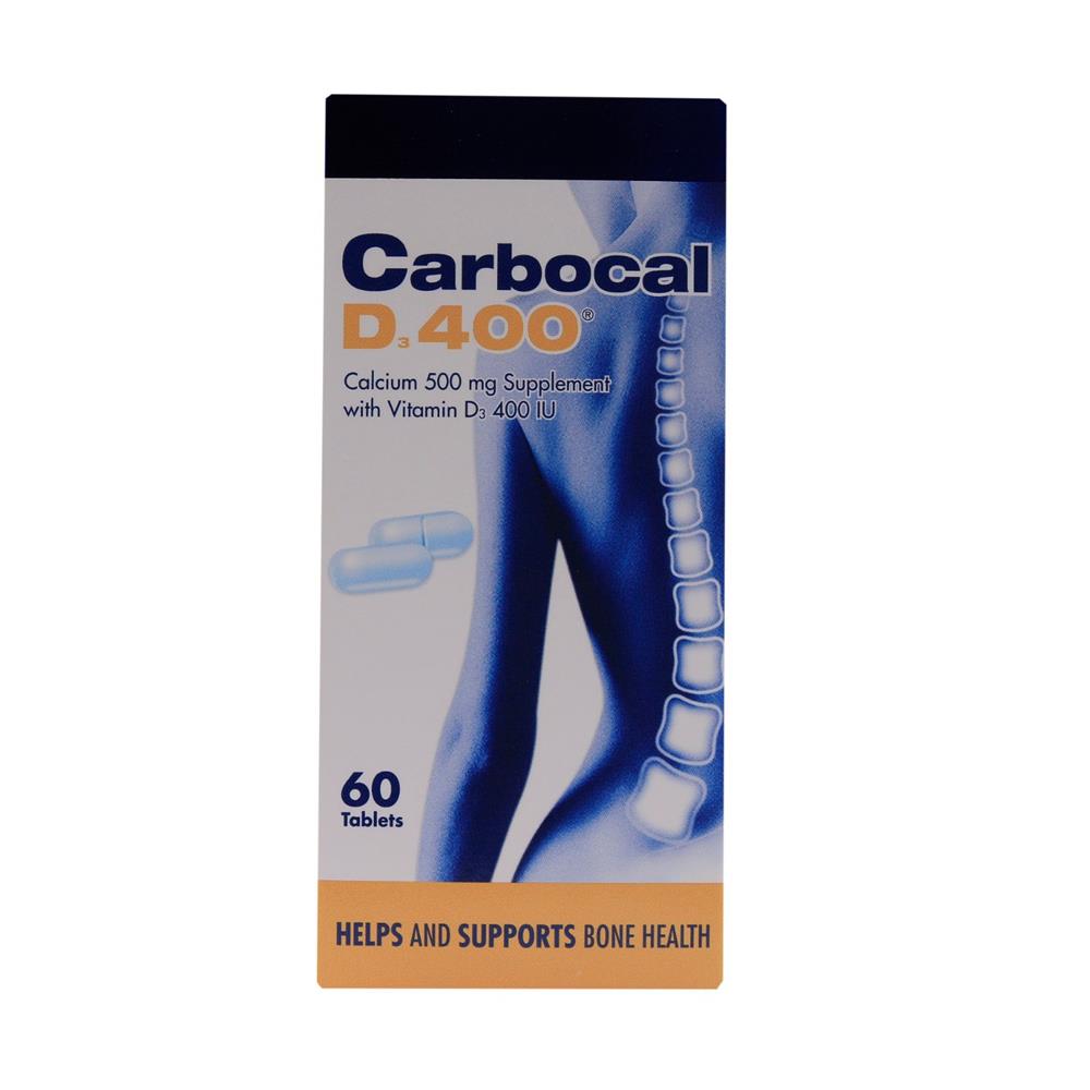 Back Image for Carbocal D 400 Calcium 500mg Vitamine D3 400IU Tablets 60's