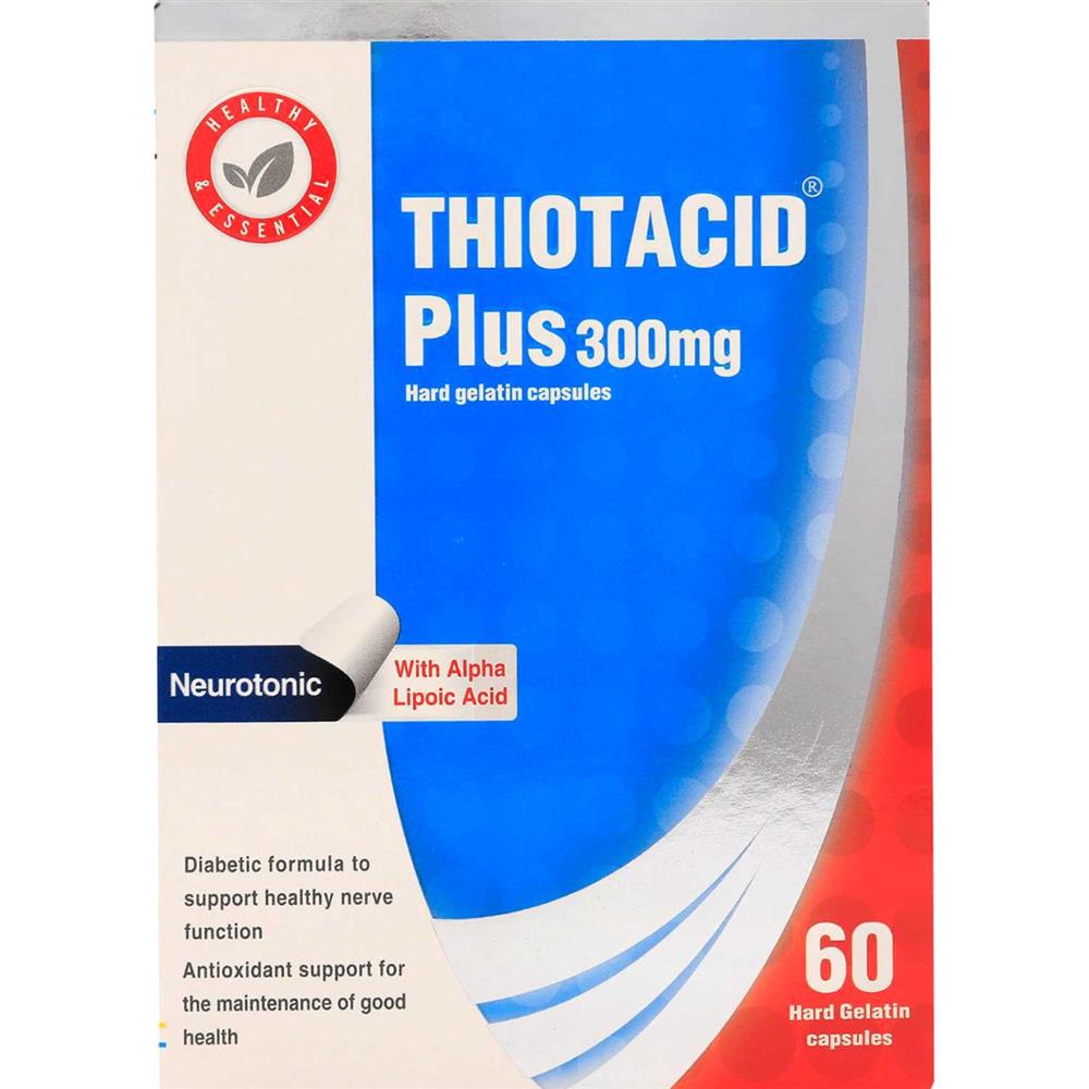 Back Image for Eva Pharma Thiotacid Plus 300mg Capsules 60's