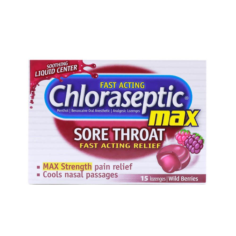 Back Image for Chloraseptic Max Sore Throat Wild Berries Lozenges 15's
