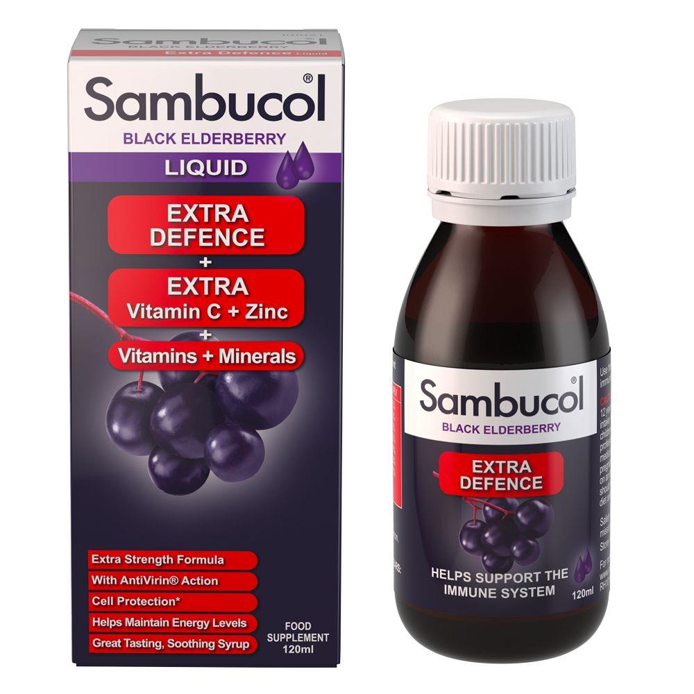 Product Image for Sambucol Black Elderberry Liquid Extra Defence 120ml