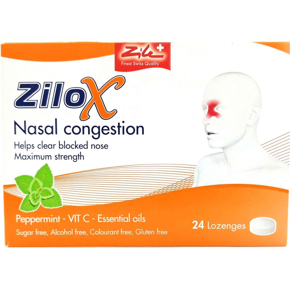 Back Image for Zilox Nasal Congestion Lozenges 24's