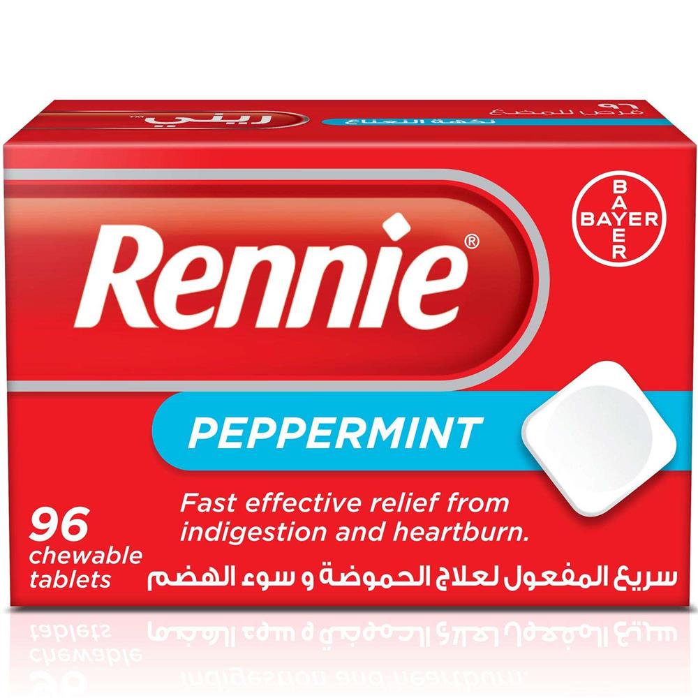 Back Image for Rennie For Heartburn Chewable Peppermint Tablets 96's